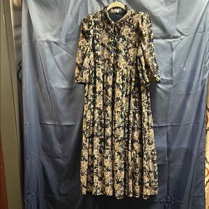 TCEC Gold and Navy Sundress with Bishop Sleeves